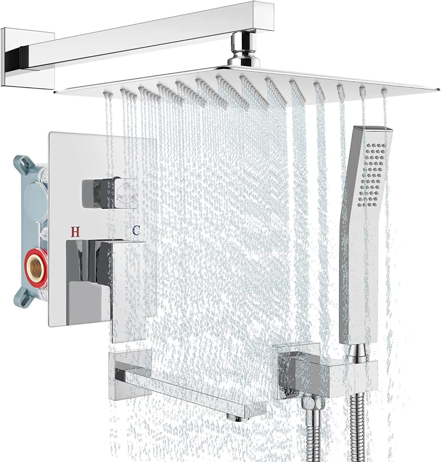 Wovier Shower System Rain Shower Handheld Sprayer with Shower Hose - W8809-3