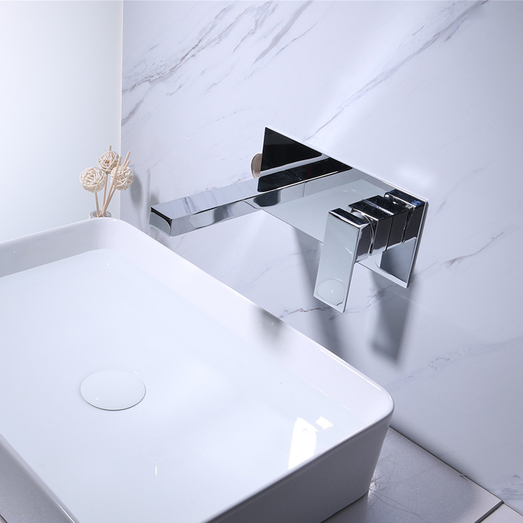 Wovier Wall Mount Bathroom Sink Faucet, Single Handles Single Hole Lavatory Faucet W8614