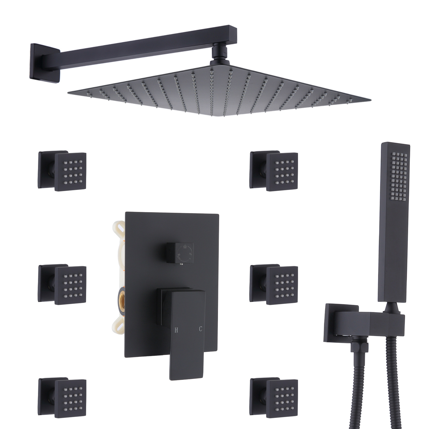 Wovier Wall Mount Shower System, Bathroom Shower Faucet Set W8842-3