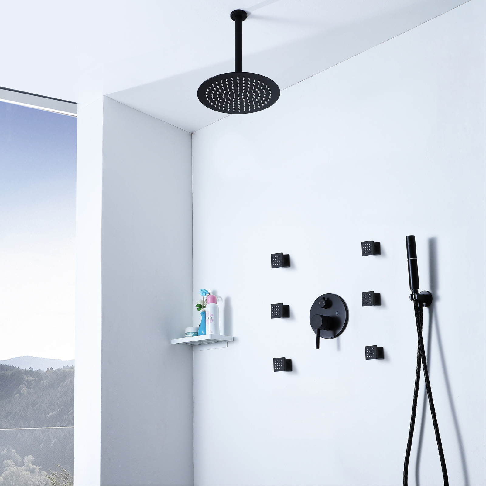 Wovier Wall Mount Shower System, Bathroom Shower Faucet Set W8843-2