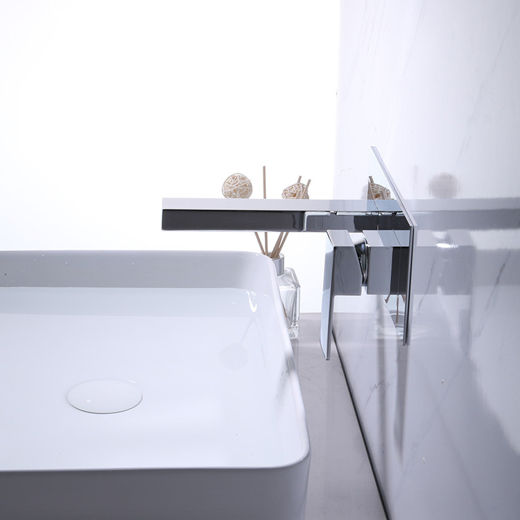 Wovier Wall Mount Bathroom Sink Faucet, Single Handles Single Hole Lavatory Faucet W8614