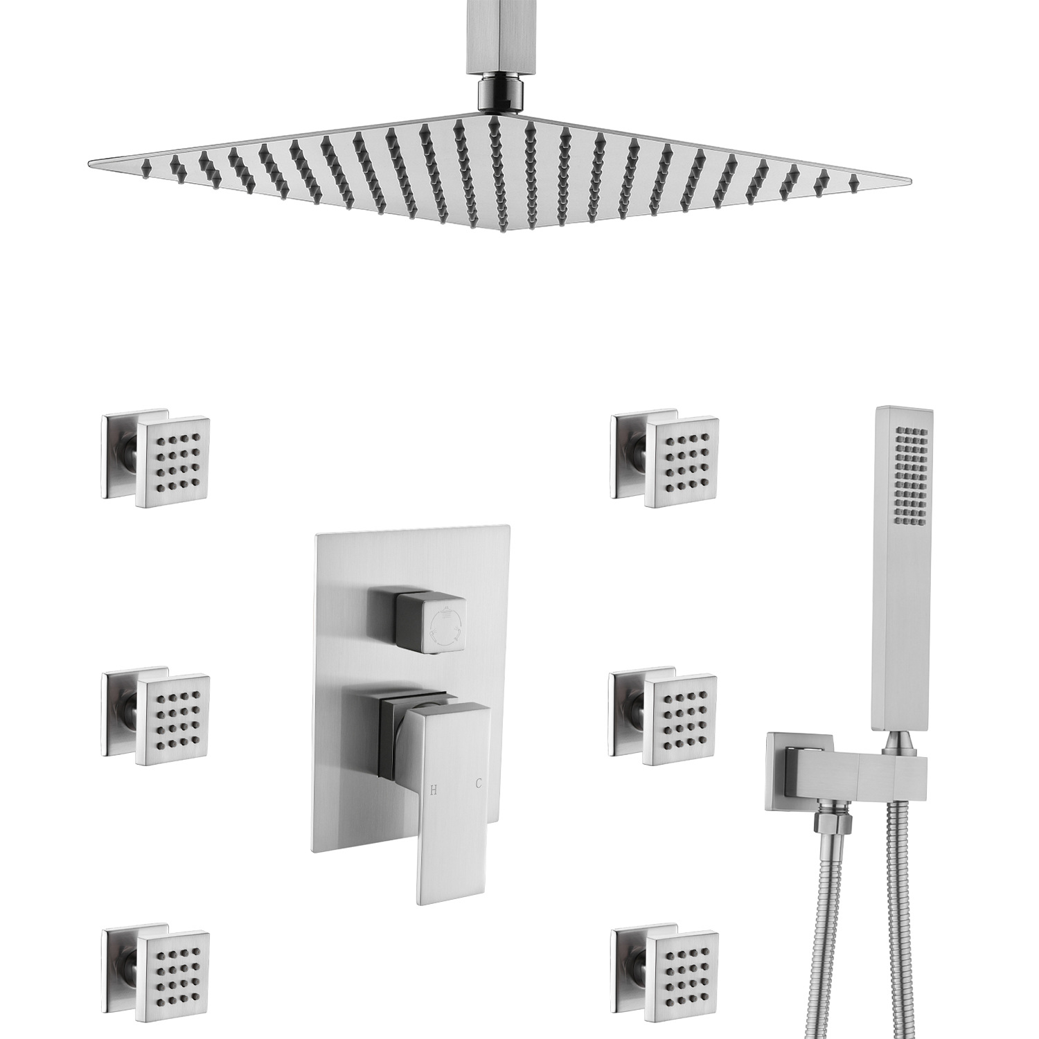 Wovier Wall Mount Shower System,Bathroom Shower Faucet Set W8841-4