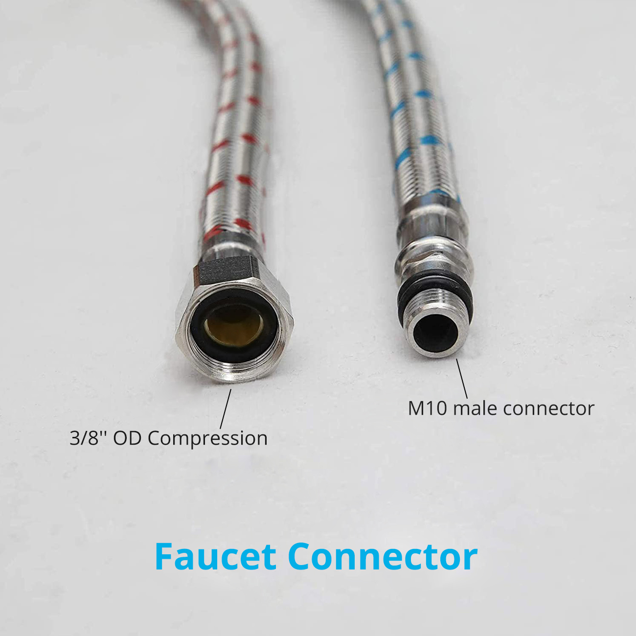 Wovier Water Supply Hoses, Faucet Connector Vessel Sink Faucet Braided Stainless Steel Flexible Hoses - 3/8" Female Compression Thread, 24" Length Faucet Hose,x 2 Pcs (1 Pair)