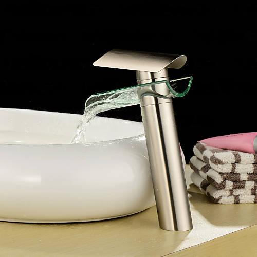 Wovier Waterfall Vessel Faucet, Single Handle Single Hole Bathroom Faucet - w8215-8