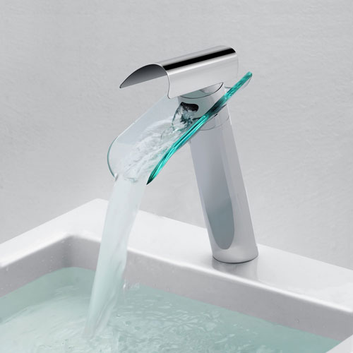 Wovier Waterfall Vessel Faucet, Single Handle Single Hole Bathroom Faucet - w8215-3