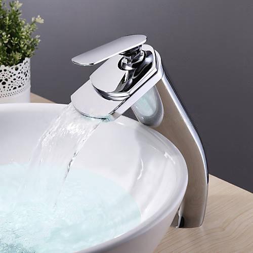 Wovier Waterfall Vessel Faucet, Single Handle Single Hole Bathroom Faucet - w8221-1