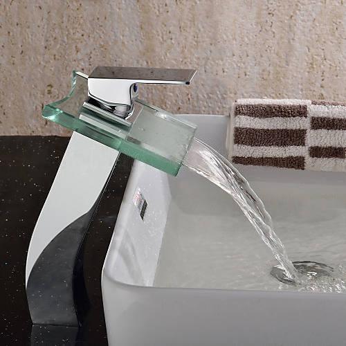 Wovier Waterfall Vessel Faucet, Single Handle Single Hole Bathroom Faucet - w8105-2