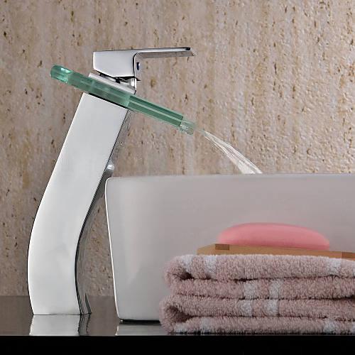 Wovier Waterfall Vessel Faucet, Single Handle Single Hole Bathroom Faucet - w8105-4