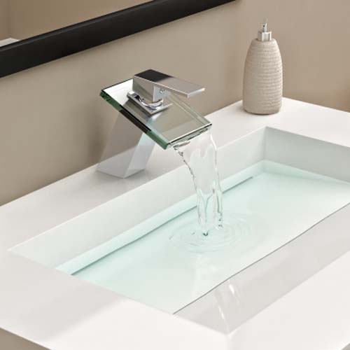 Wovier Waterfall Bathroom Sink Faucet,Single Handle Single Hole Faucet-W8106-4