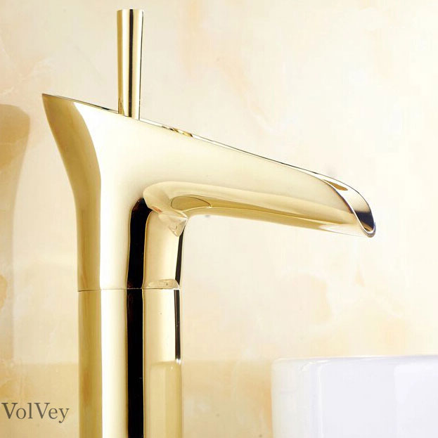 Wovier Waterfall Vessel Faucet,Single Handle Single Hole Bathroom Faucet W8333-7