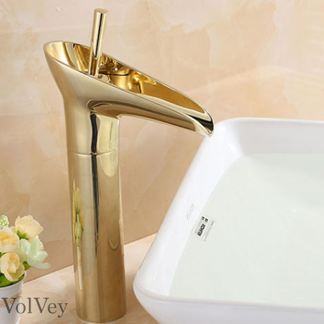 Wovier Waterfall Vessel Faucet,Single Handle Single Hole Bathroom Faucet W8333-6