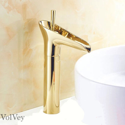 Wovier Waterfall Vessel Faucet,Single Handle Single Hole Bathroom Faucet W8333-5
