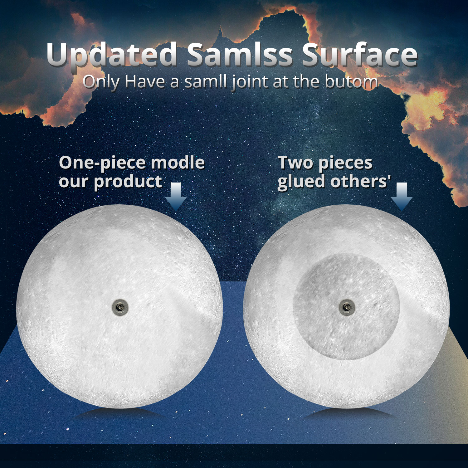  Volvey 16 Colors 10cm Moon Lamp 3D Printed Moon Night with Stand, Remote & Touch Control, USB Rechargeable, 4"