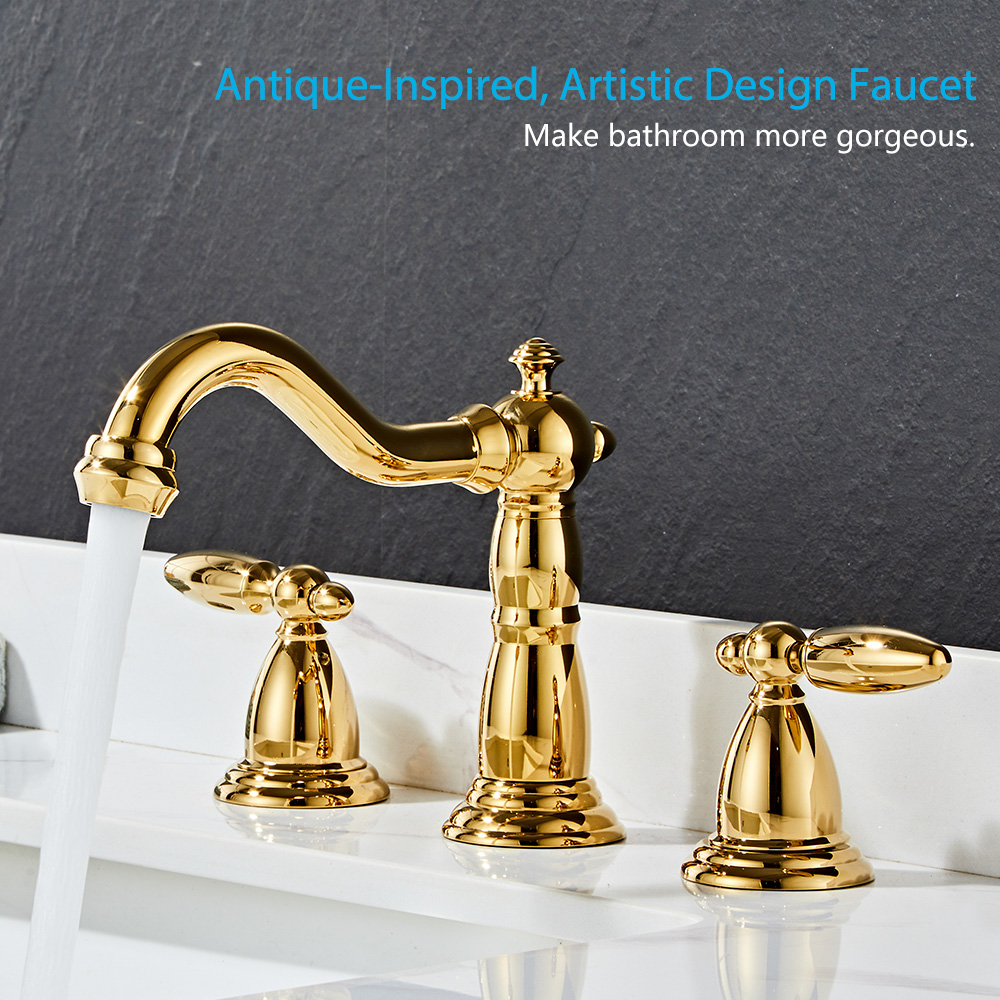 Wovier Widespread Faucet,Three Handle Two Hole Bathroom sink Faucet-W8403-2