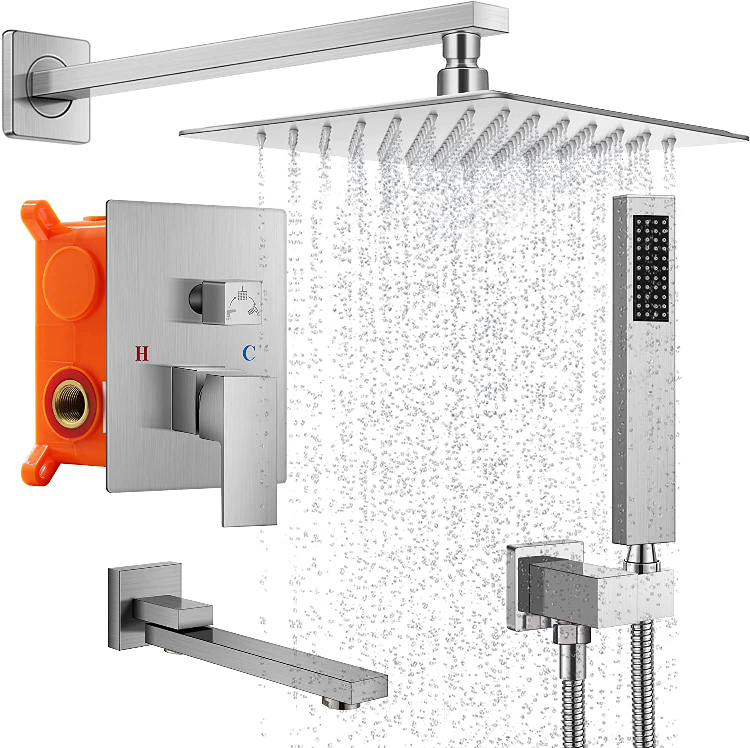 Wovier Shower System Rain Shower Handheld Sprayer with Shower Hose - W8808-5