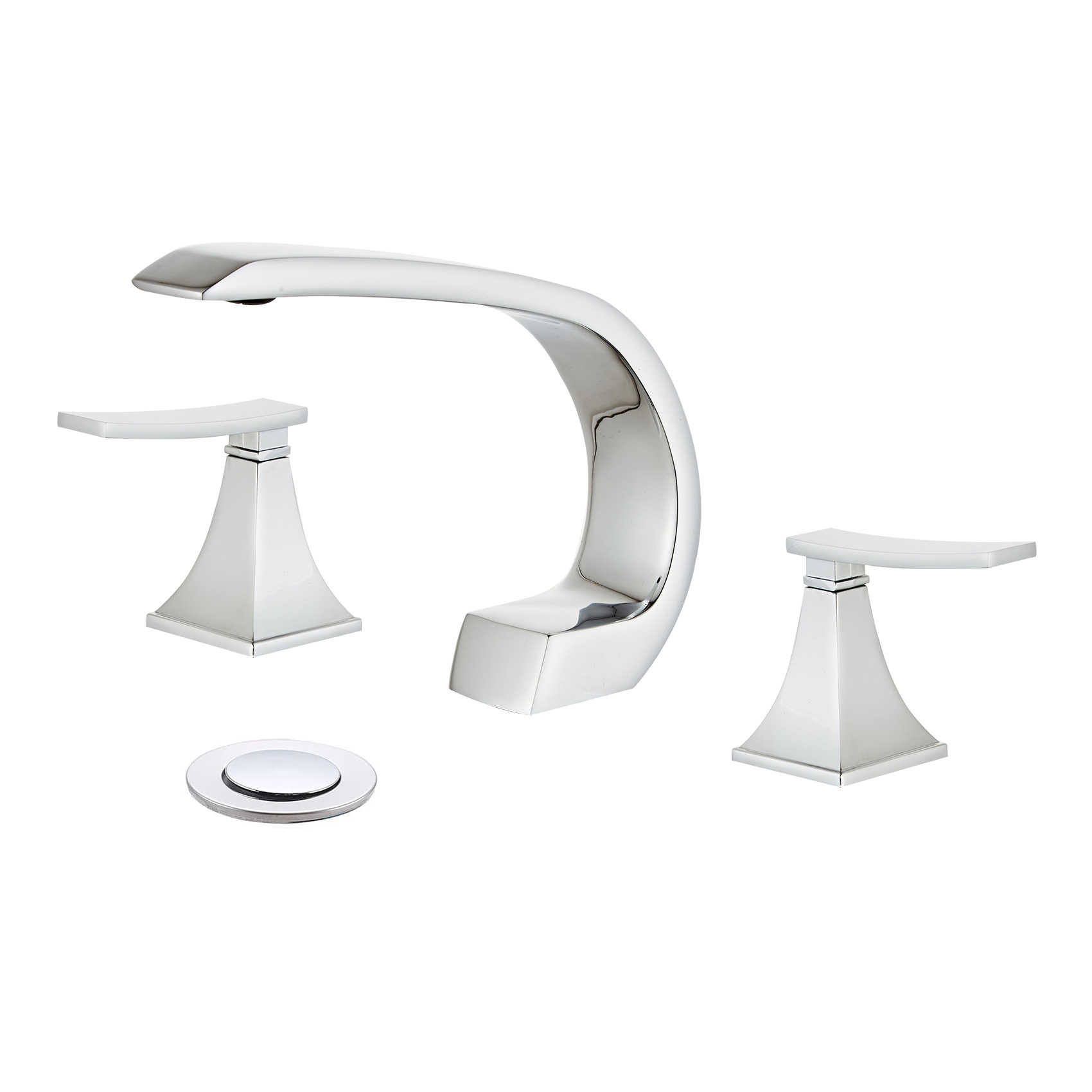 Wovier Widespread Faucet,Three Handle Two Hole Bathroom sink Faucet-W8424-06