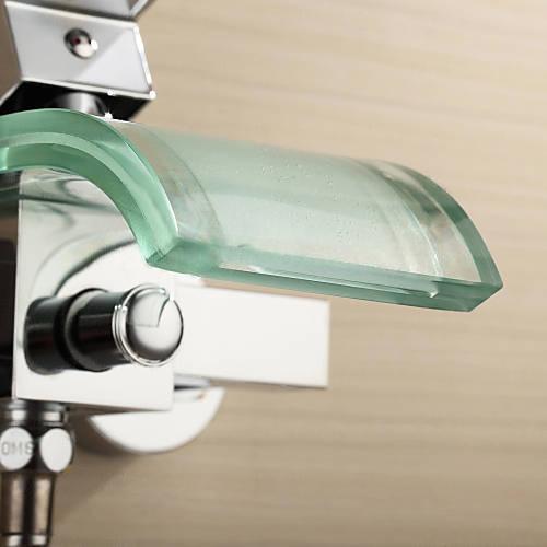 Wovier Waterfall Wall Mounted Waterfall Glass Tub Filler with Hand Shower W8802