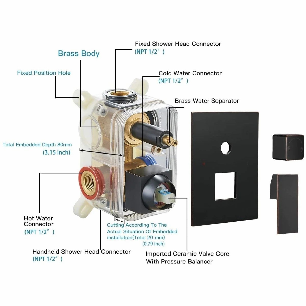 Wovier Shower System Rain Shower Handheld Sprayer with Shower Hose - W8804-7