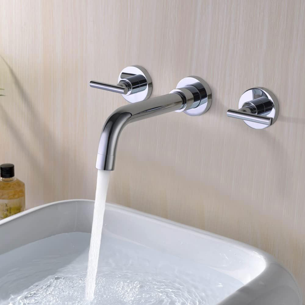 Wovier Wall Mount Bathroom Sink Faucet Two Handles Lavatory Faucet -W8601-01