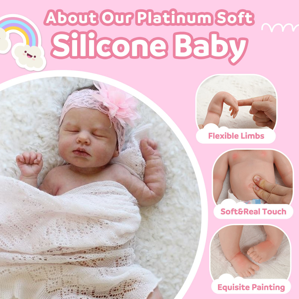 17" Flexible Waterproof Full Solid Silicone Reborn Baby Ollie