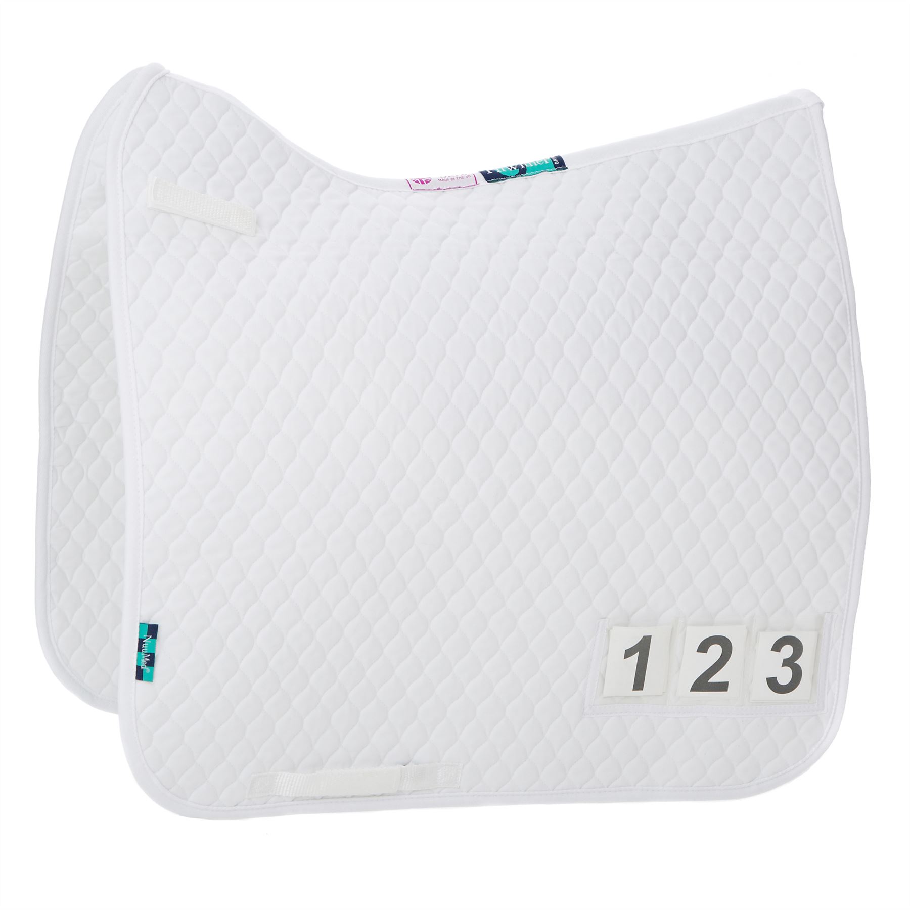 Nuumed Dressage Competition Saddlepad With Number Pockets (SP17 DR) White - X-Large