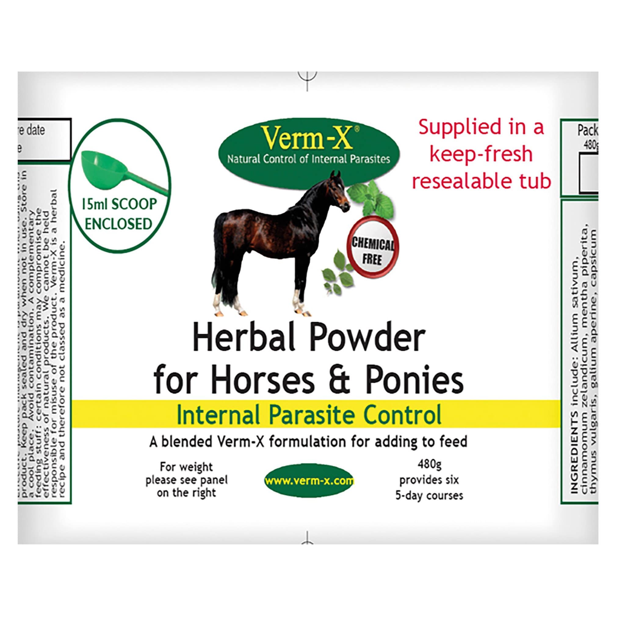 Verm-X Herbal Powder for Horses and Ponies - 480G