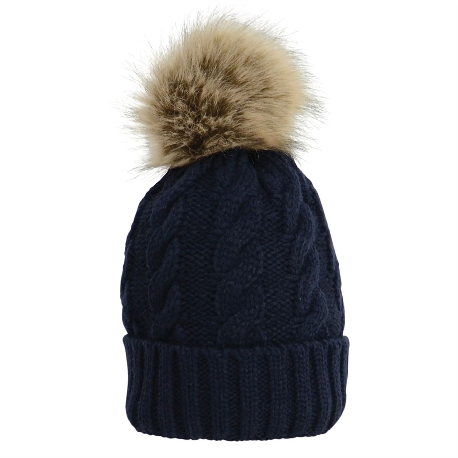HyFASHION Melrose Cable Knit Bobble Hat