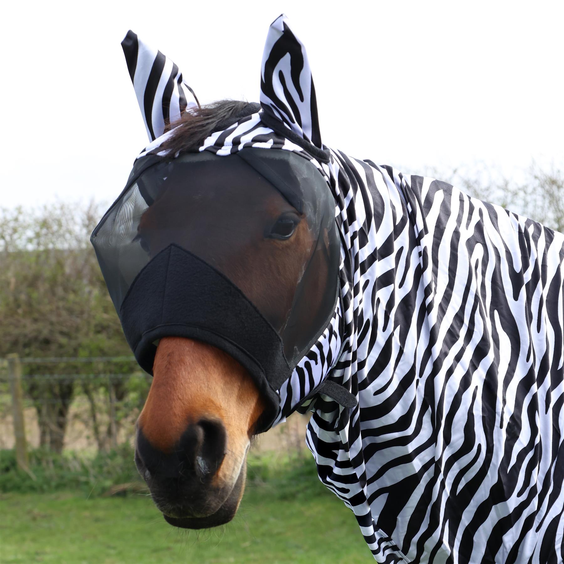Hy Equestrian Sweet Itch Zebra Fly Mask