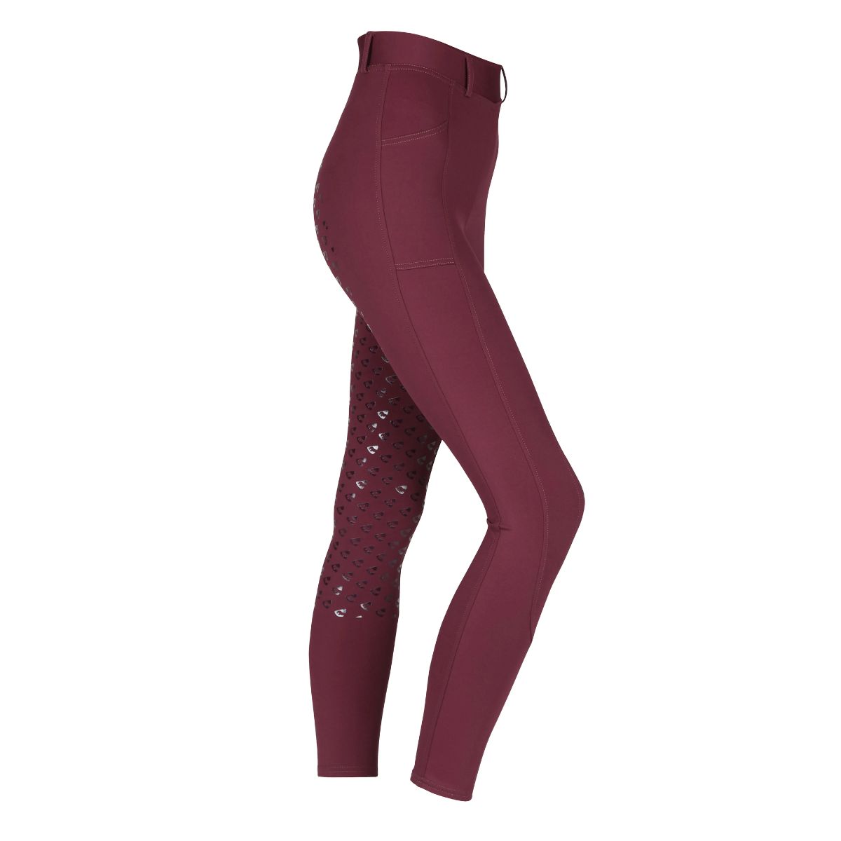 Aubrion Children's Albany Silicone Full Seat Riding Tights - 7 - 8 Years · Black Cherry