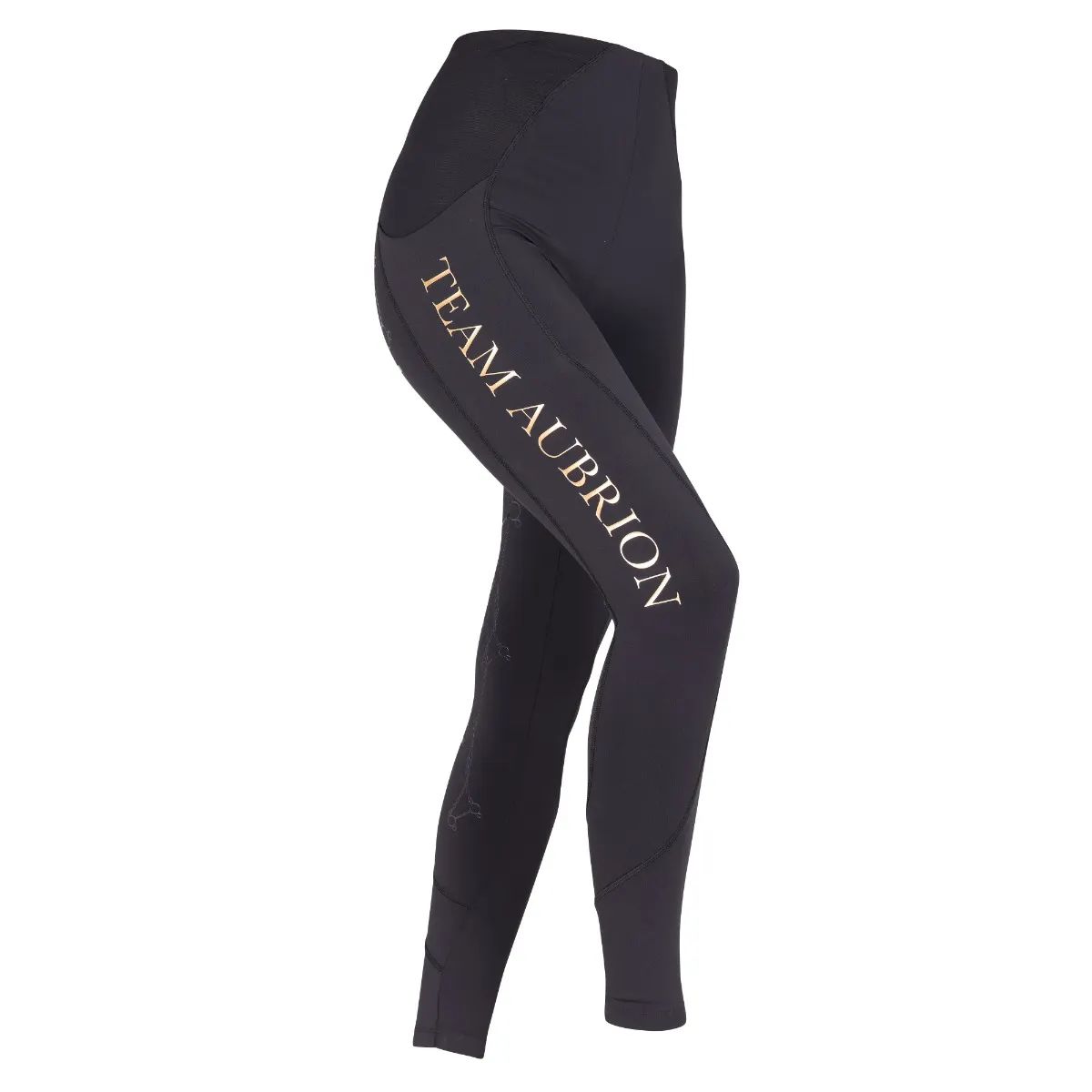 Aubrion Children's Team Riding Tights - 13 - 14 Years · Black