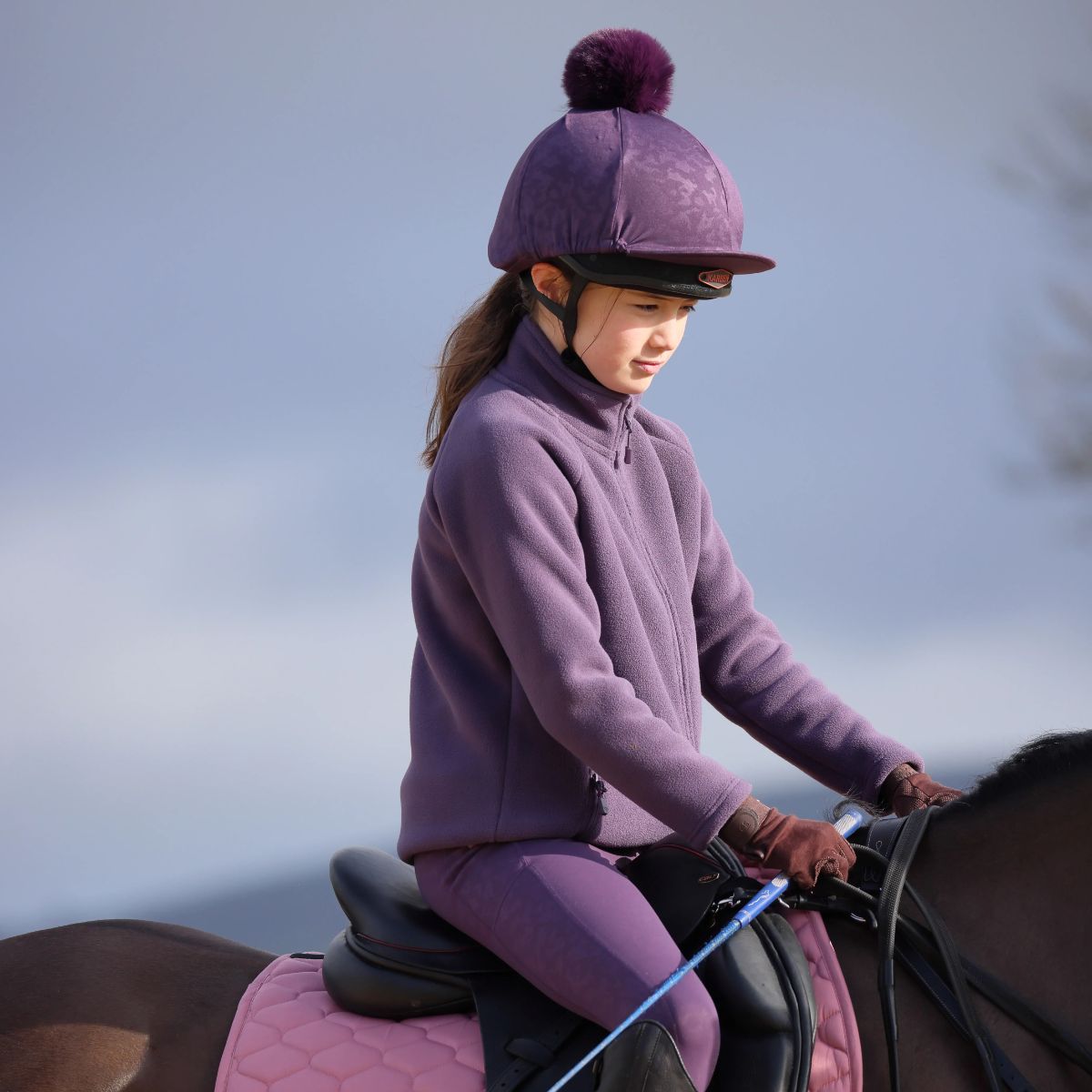 Aubrion Young Rider Restore Full Zip Fleece - 9 - 10 Years · Purple