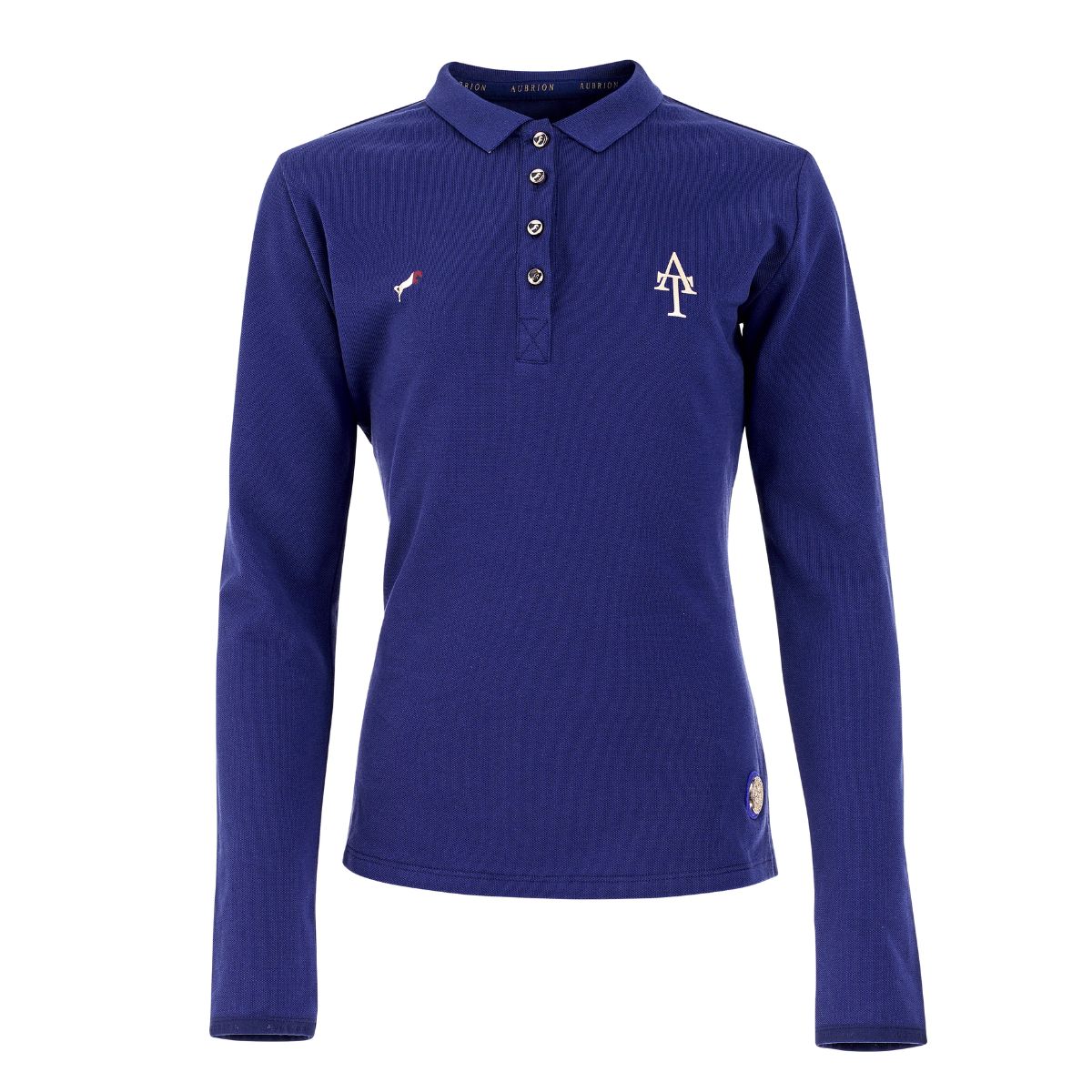 Aubrion Young Rider Team Long Sleeve Polo Shirt - 10 - 12 Years · Navy