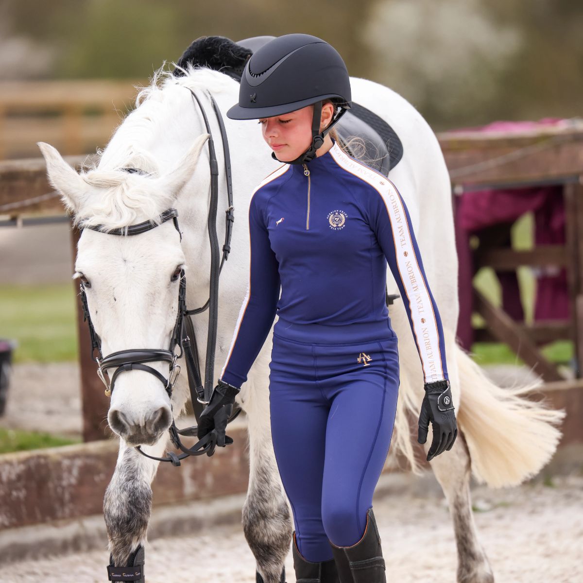 Aubrion Young Rider Team Winter Base Layer - 7 - 8 Years · Navy