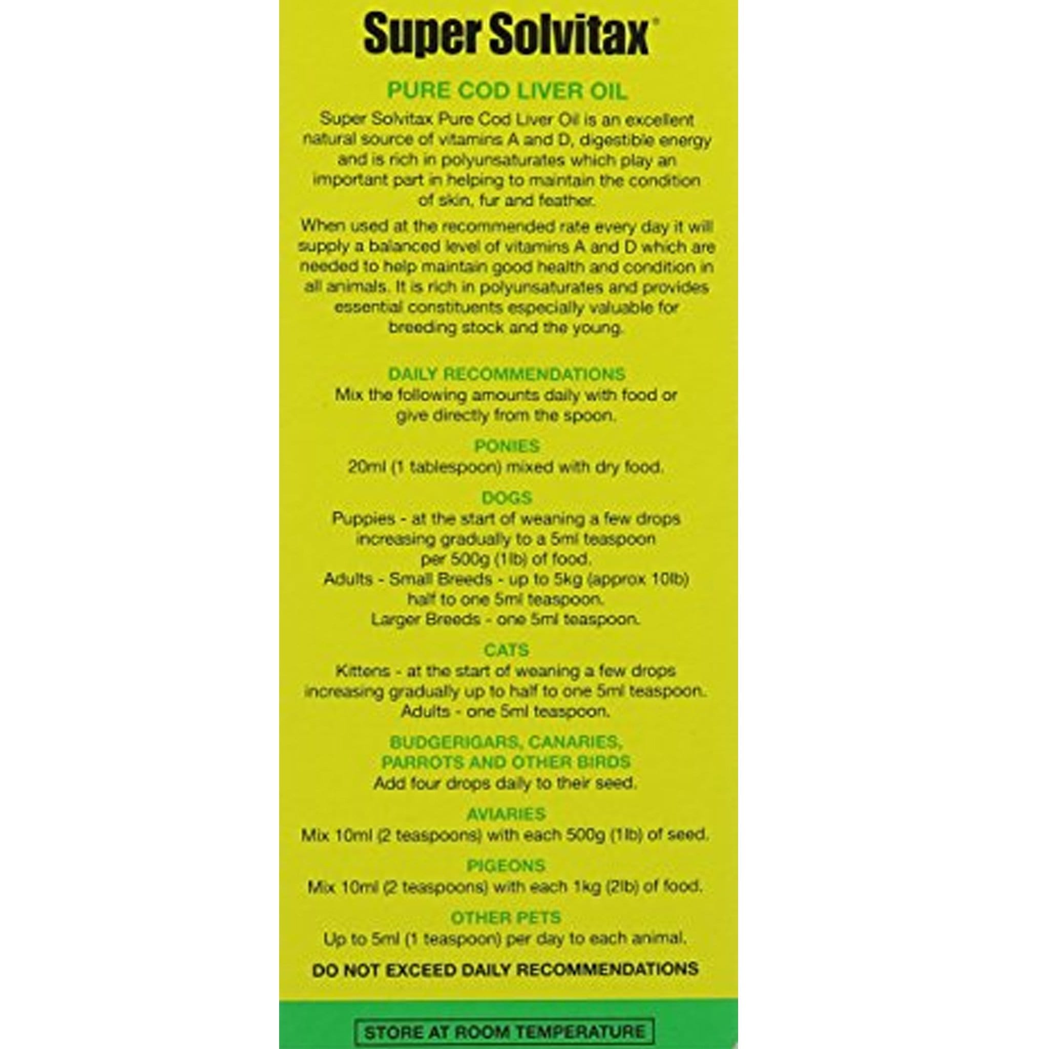 Bob Martin Super Solvitax Cod Liver Oil - 400ml