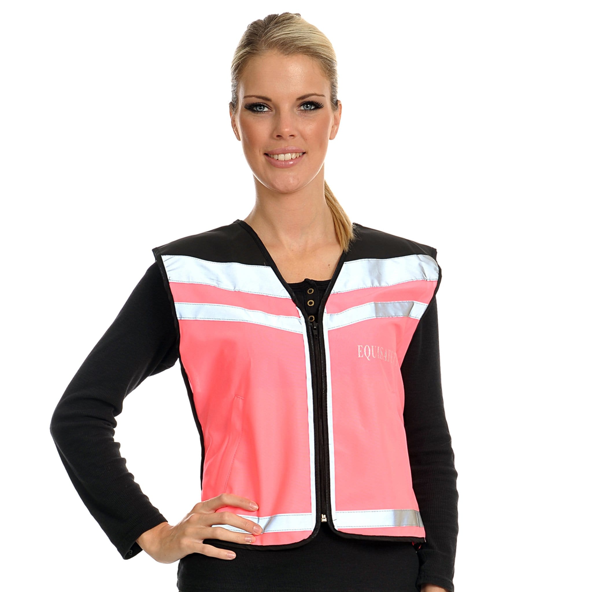 Equisafety Air Hi Viz Waistcoat Please Pass Wide and Slowly - L · Pink