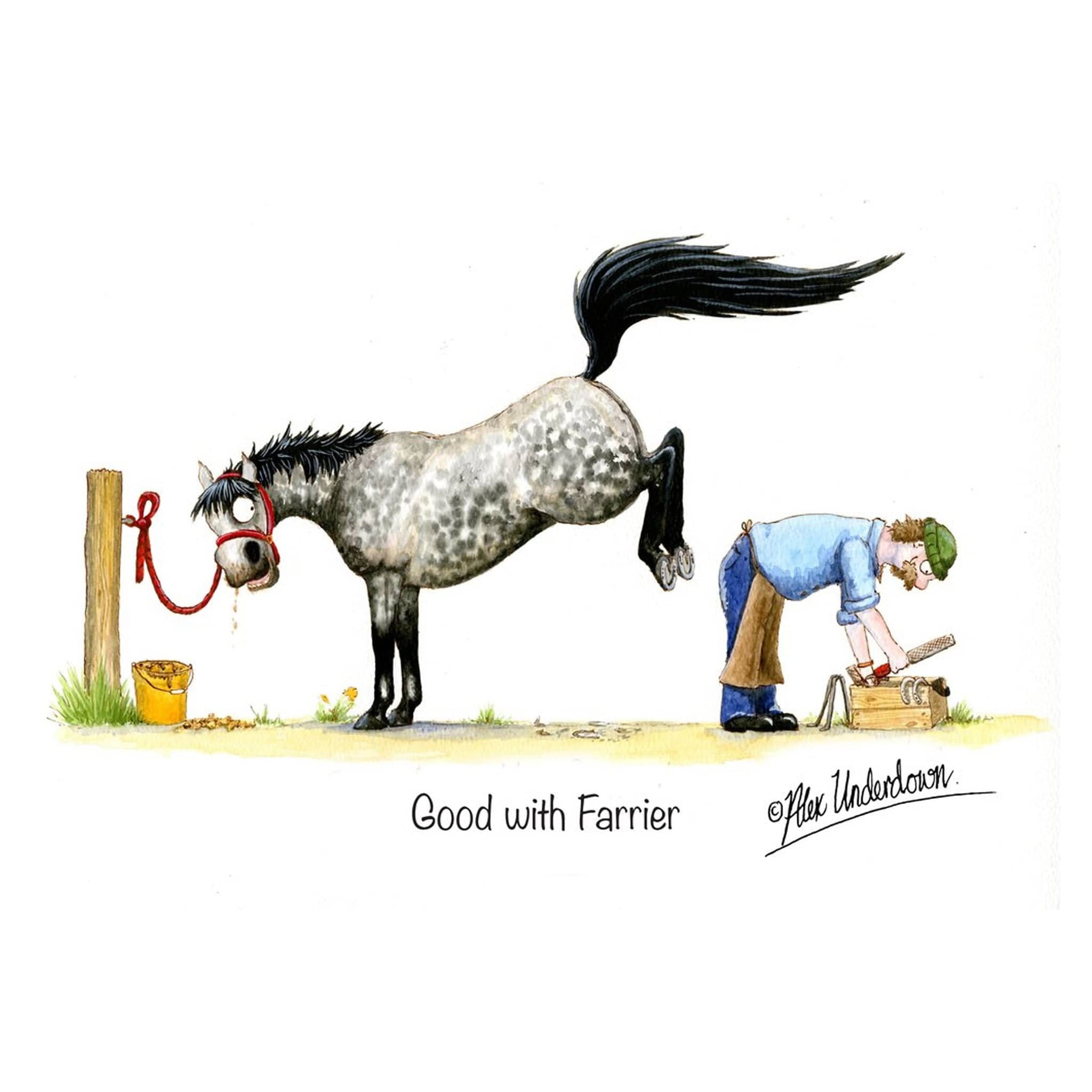 Good With The Farrier Greeting Card ALUNFARRIGC01