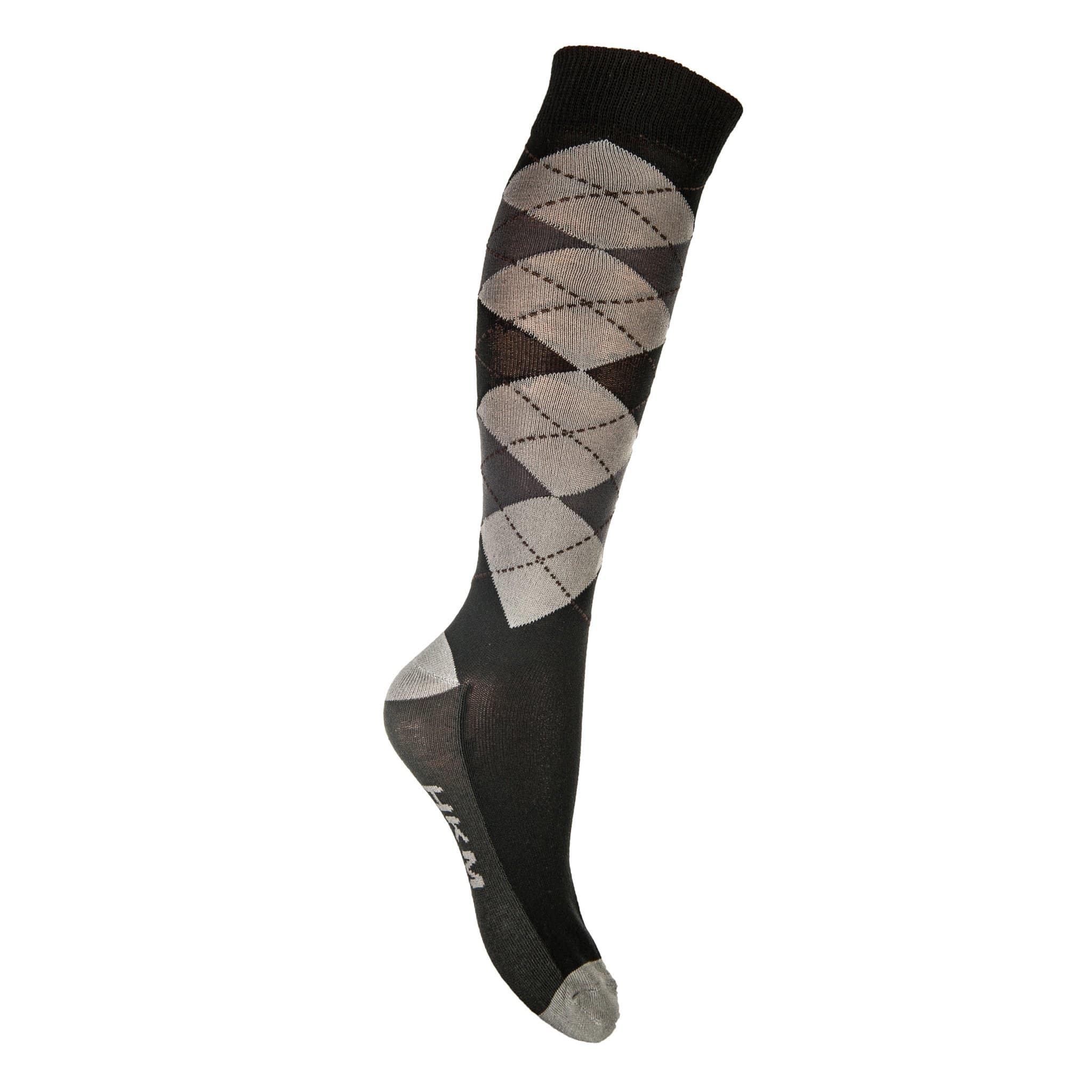 Hkm Check Classico Riding Socks - 35-38 · Black and Grey and Anthracite