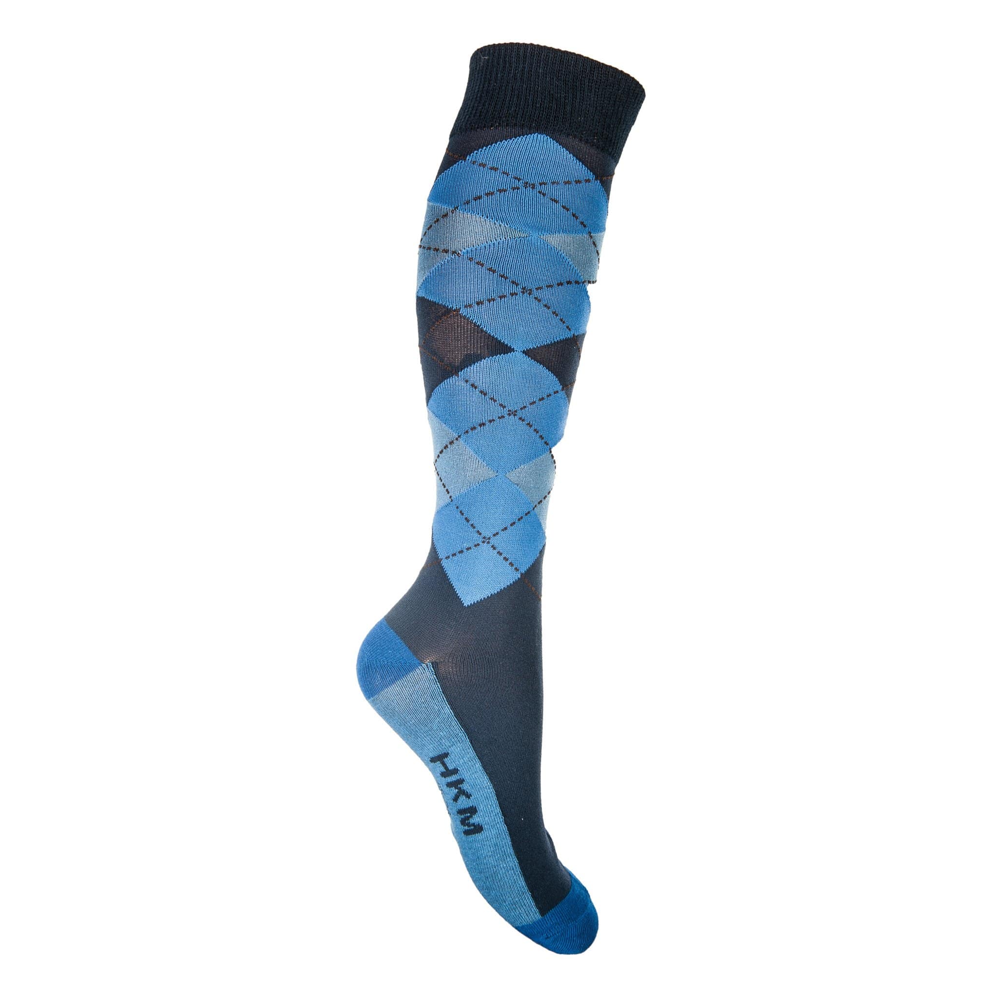 HKM Check Classico Riding Socks dark blue with middle blue