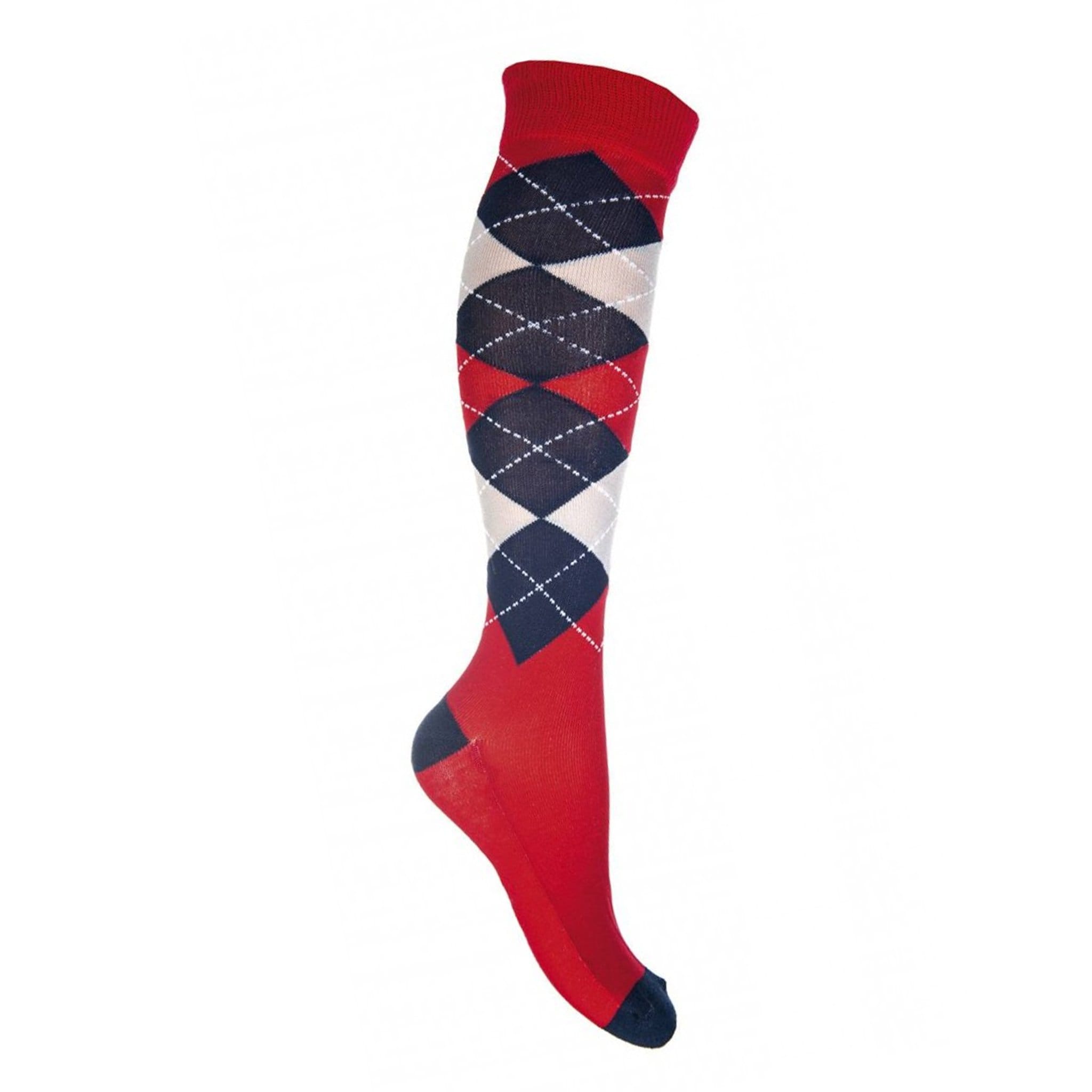 Hkm Check Classico Riding Socks - 39-42 · Red and Dark Blue