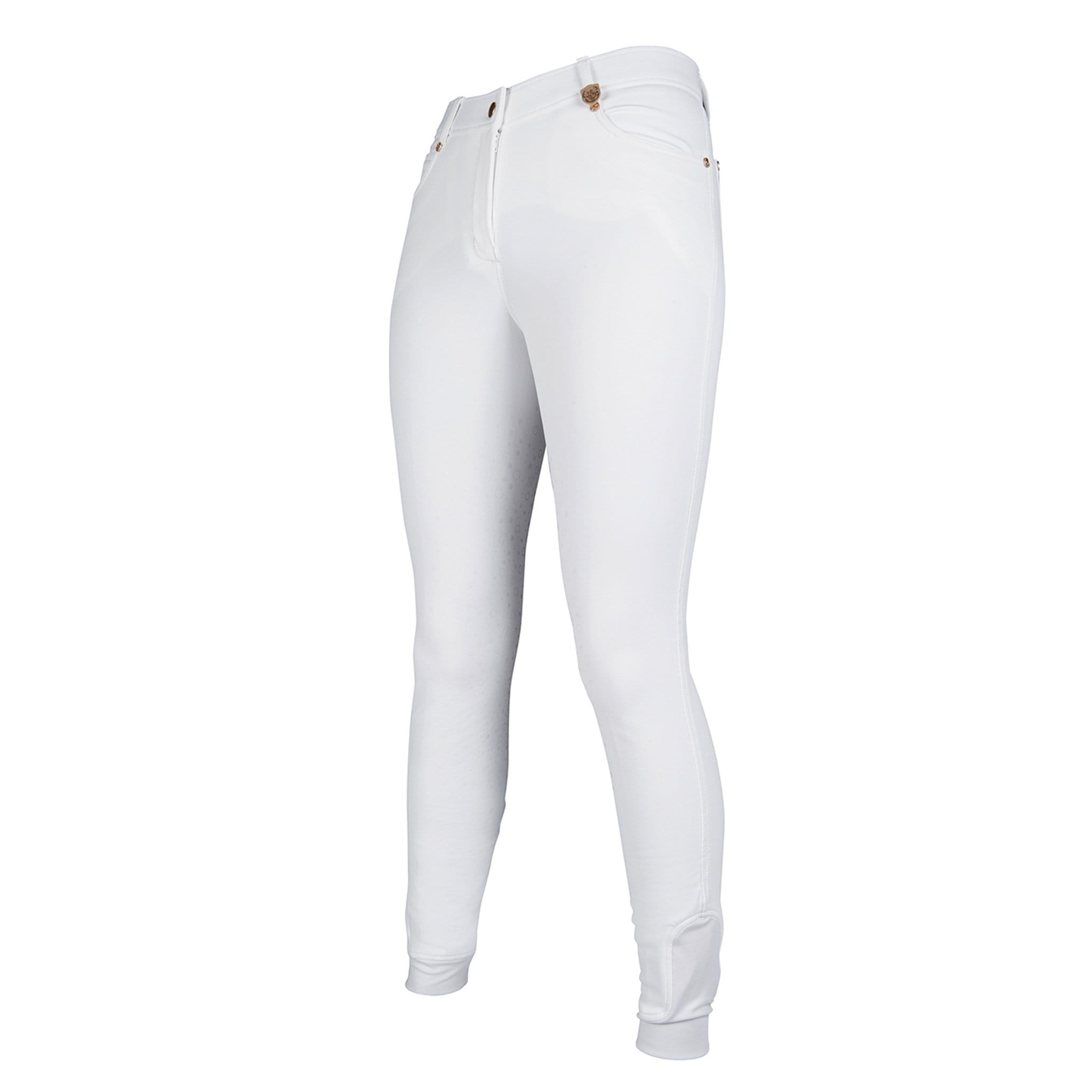 HKM Lauria Garrelli Full Seat Silicone Breeches 9248 White Front and Side