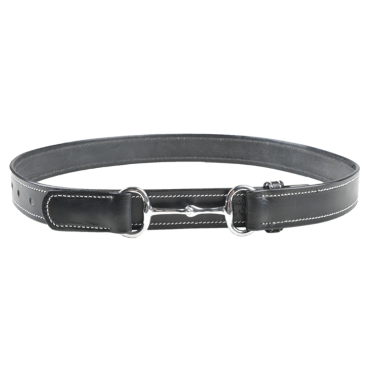 HKM Leather Belt with Ornamental Seam in Black