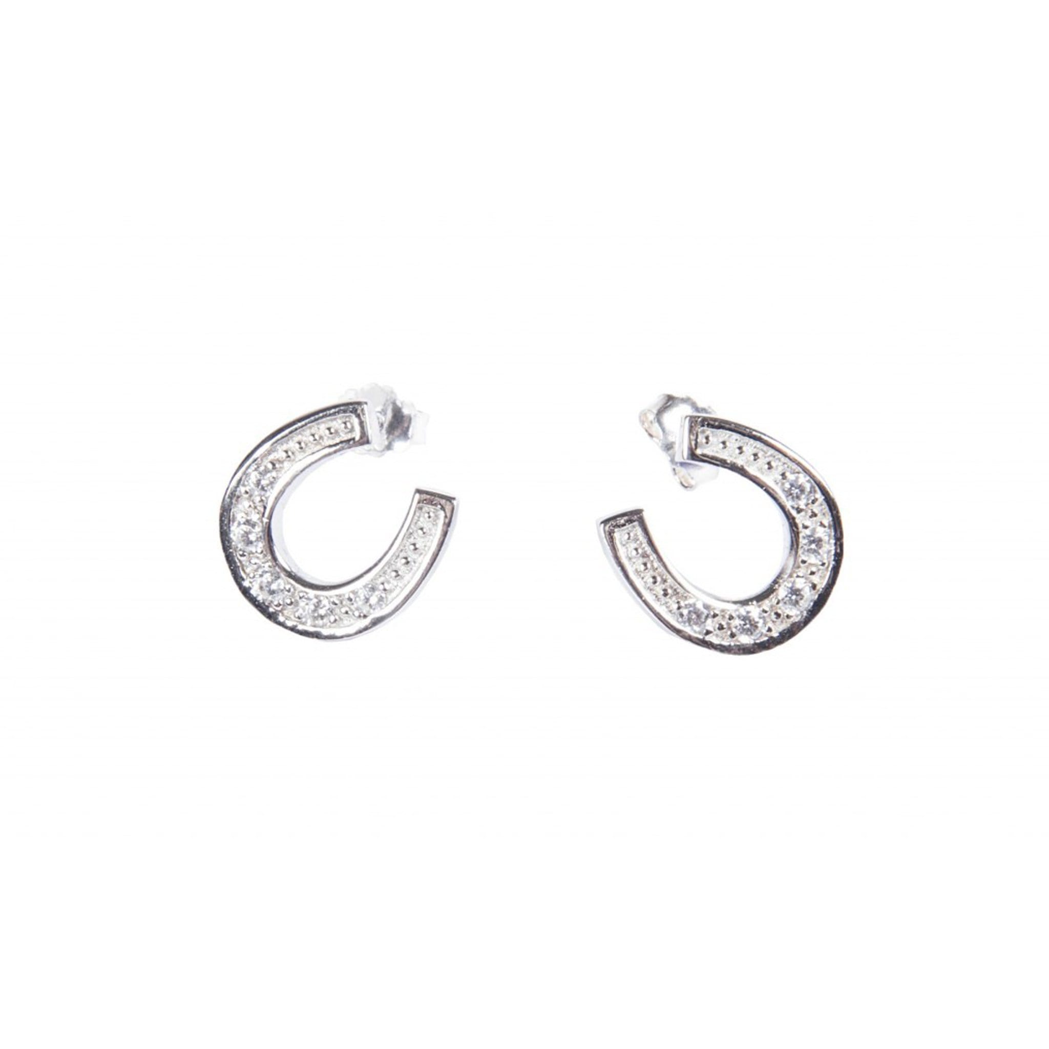 HKM Stirling Silver Diamanté Horseshoe Earrings 6080