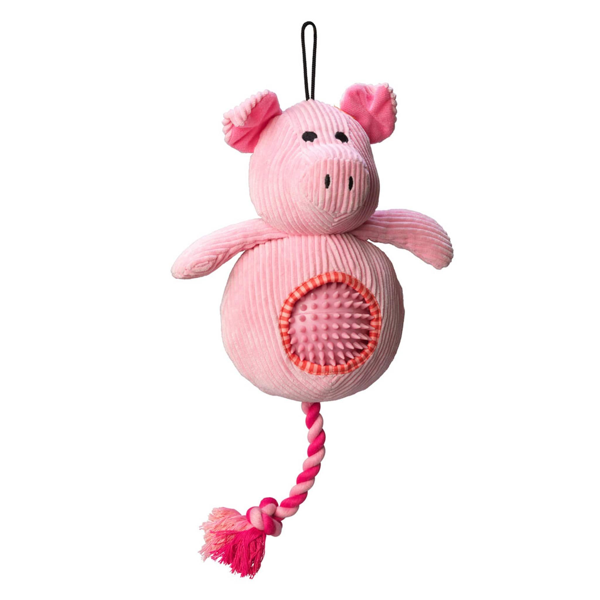 House of Paws Cord and Spiky Ball Dog Toy - Pig