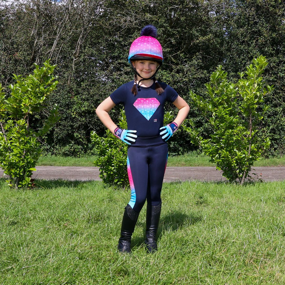 Hy Children's Little Rider Dazzling Diamond Silicone Knee Patch Riding Tights