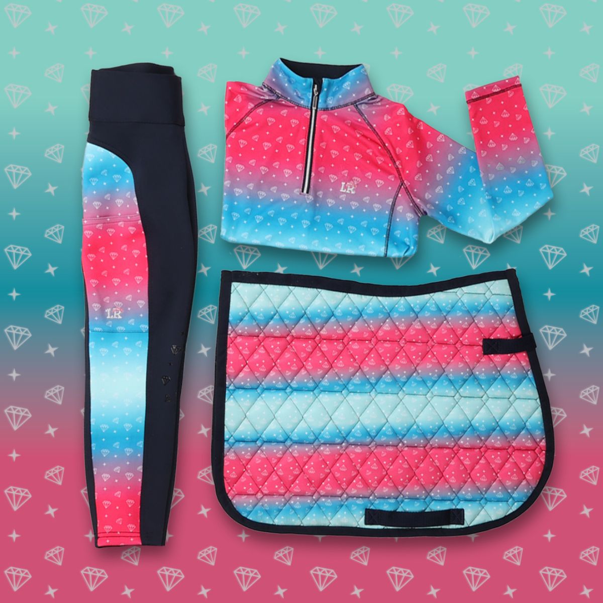 Hy Children's Little Rider Dazzling Diamond Silicone Knee Patch Riding Tights