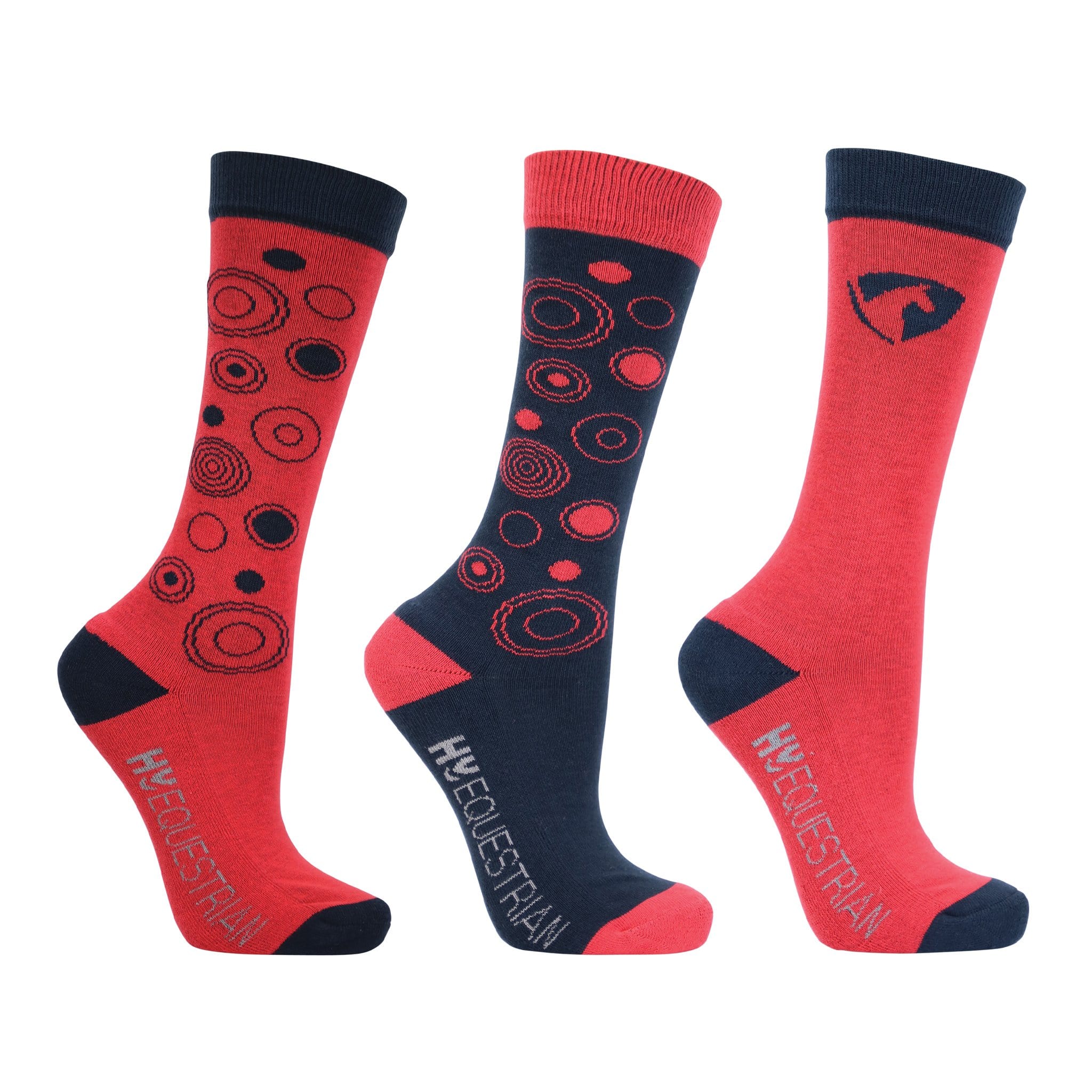 Hy Equestrian DynaMizs Ecliptic Socks 3 Pack Navy Red 33631