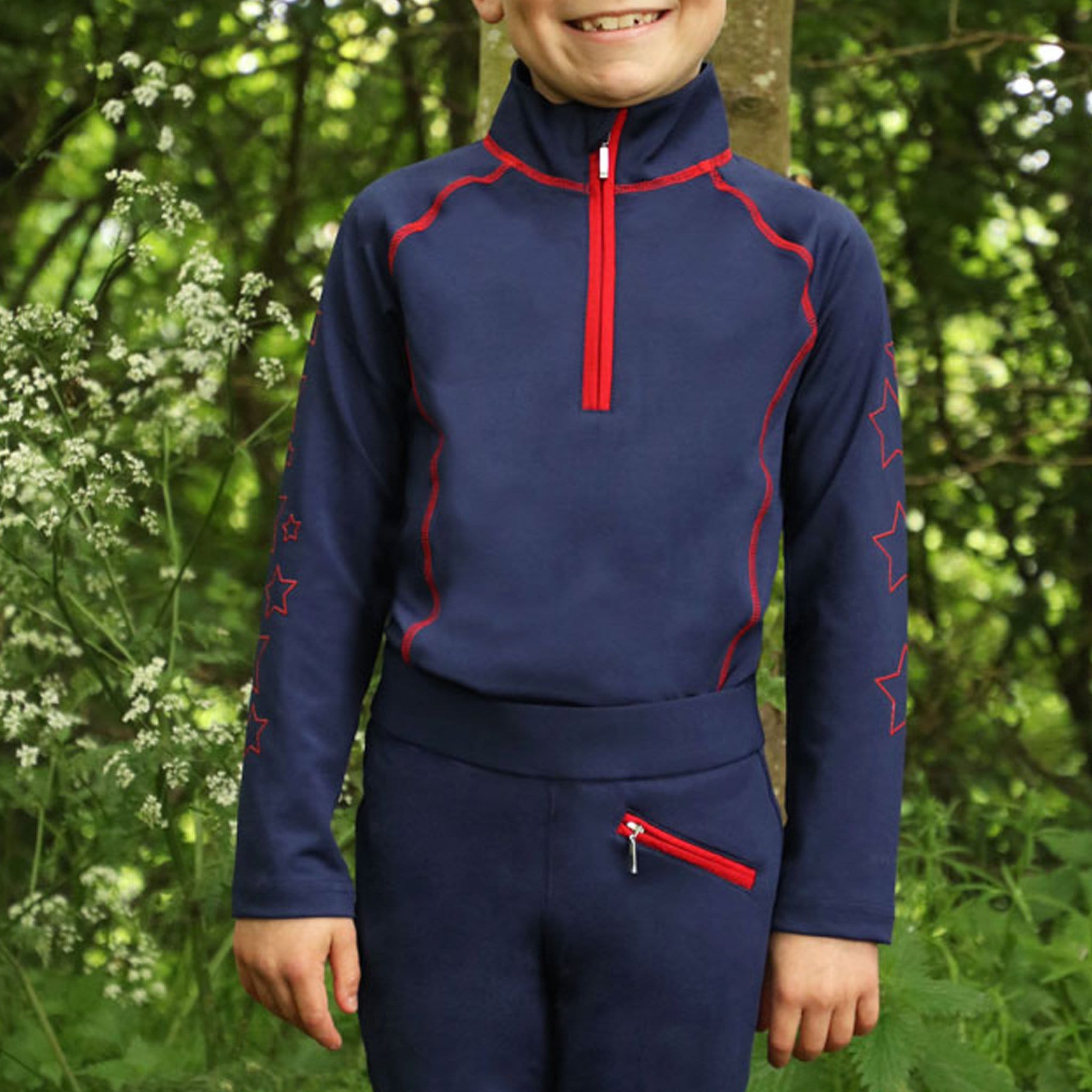 Hy Equestrian Children's Stella Base Layer - 3 - 4 Years · Navy and Red