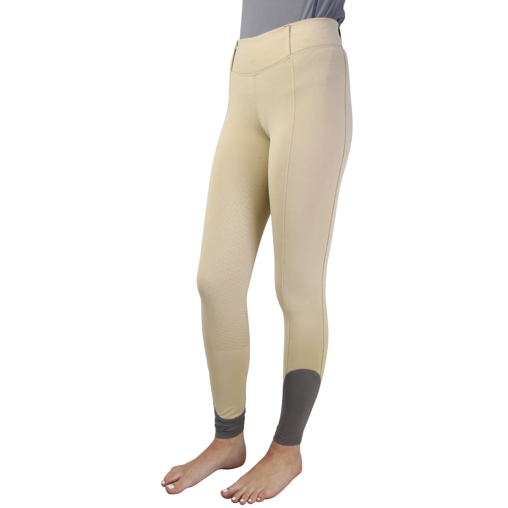 Hy Sport Active Young Rider Riding Tights - 7 - 8 Years · Beige and Midnight Navy