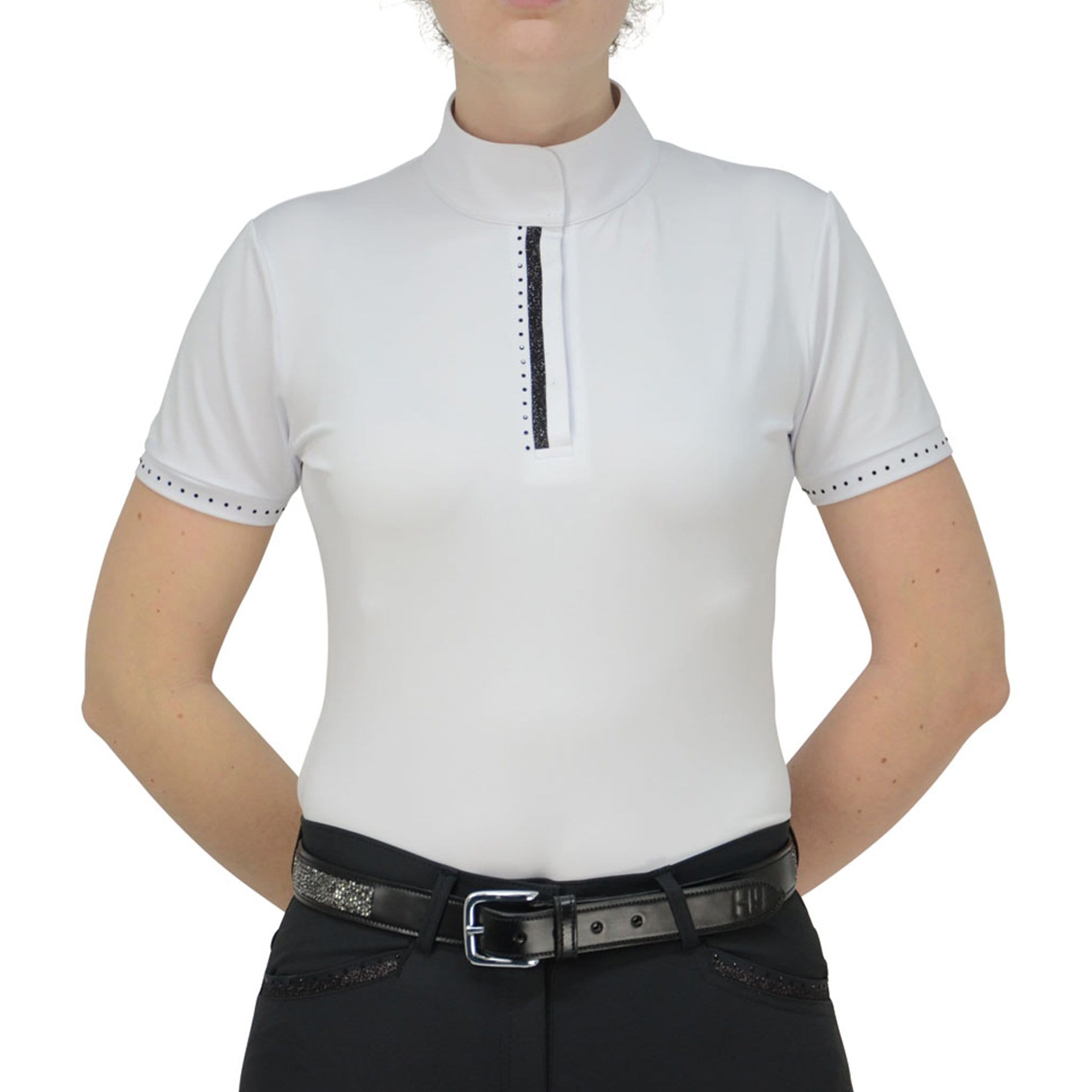 Hy Equestrian Roka Short Sleeve Show Shirt - UK 16 (XL) · White and Black