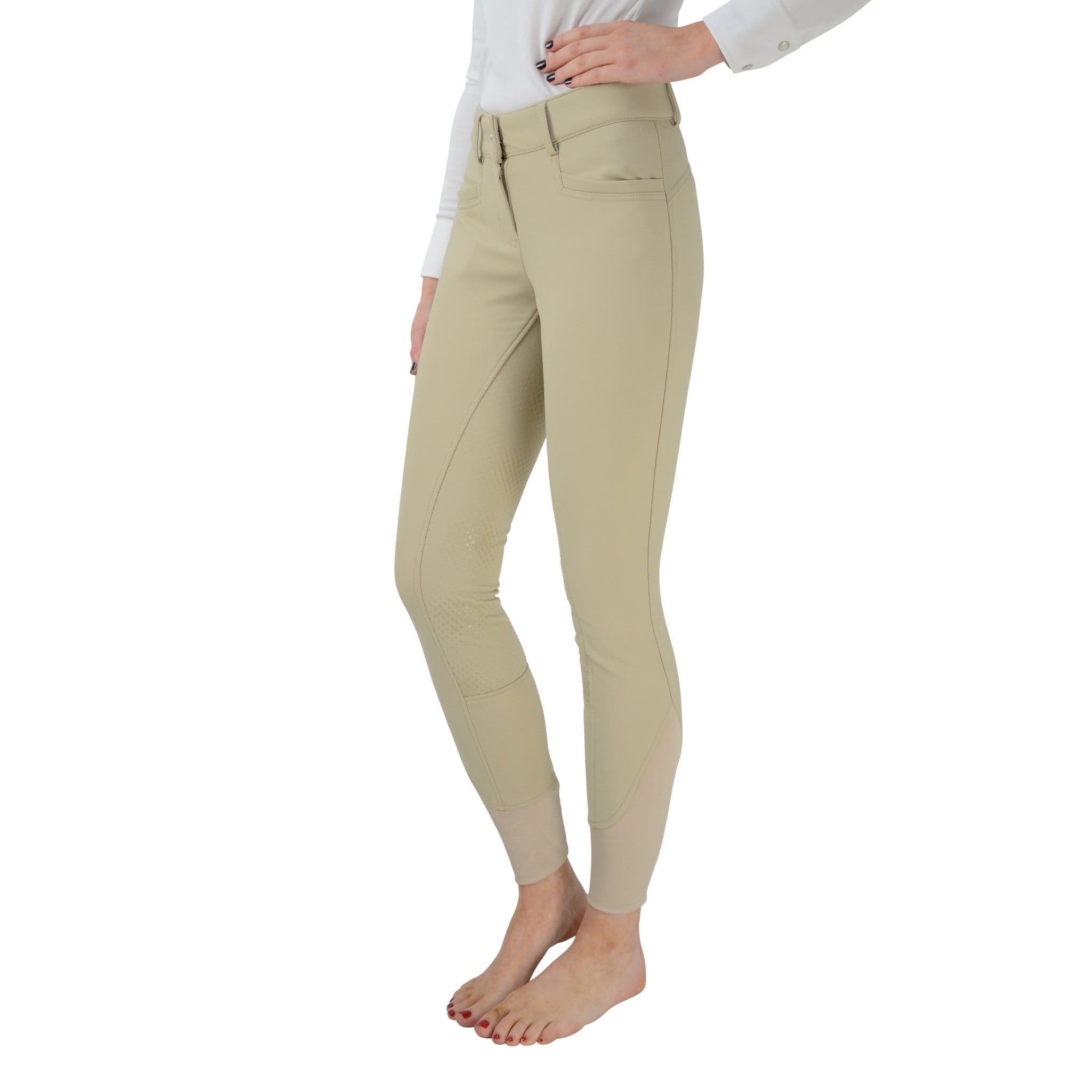 HyPerformance Arctic Softshell Silicone Full Seat Breeches 19560 Beige Front View On Model